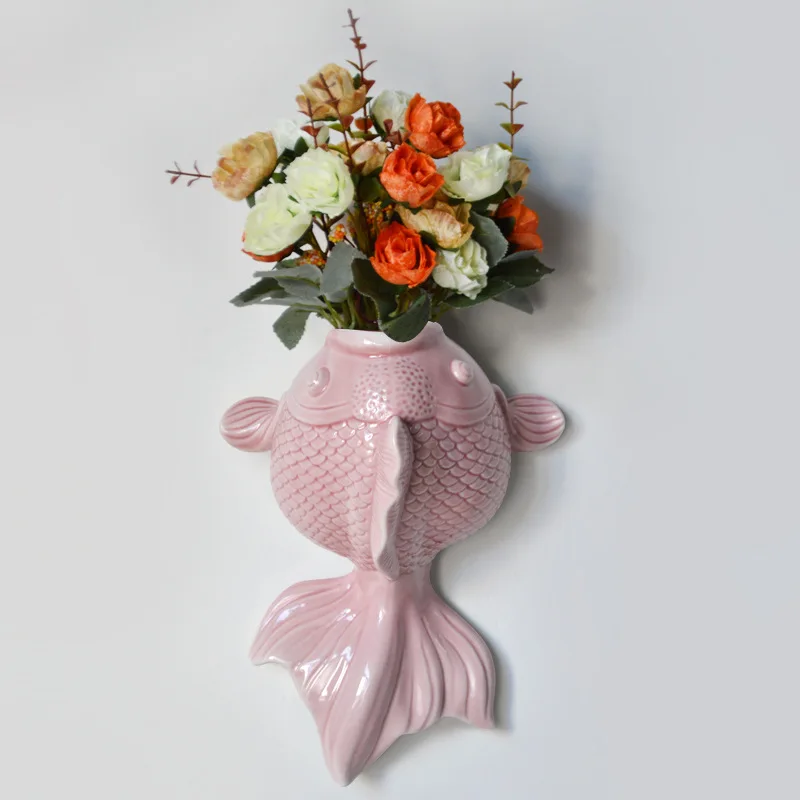Swimming Fish Modern Creative Ceramic Wall Vases Decorations Home