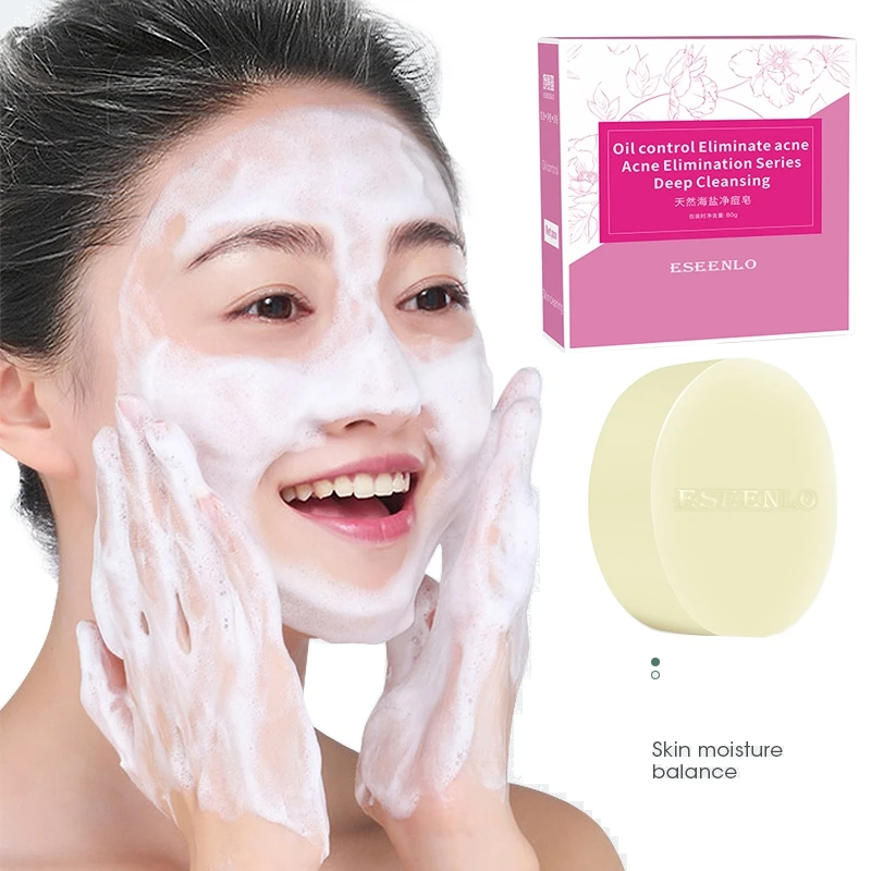

Sea Salt Soap Cleaner Removal Pimple Pores Acne Treatment Moisturizing Face Care Wash Soap