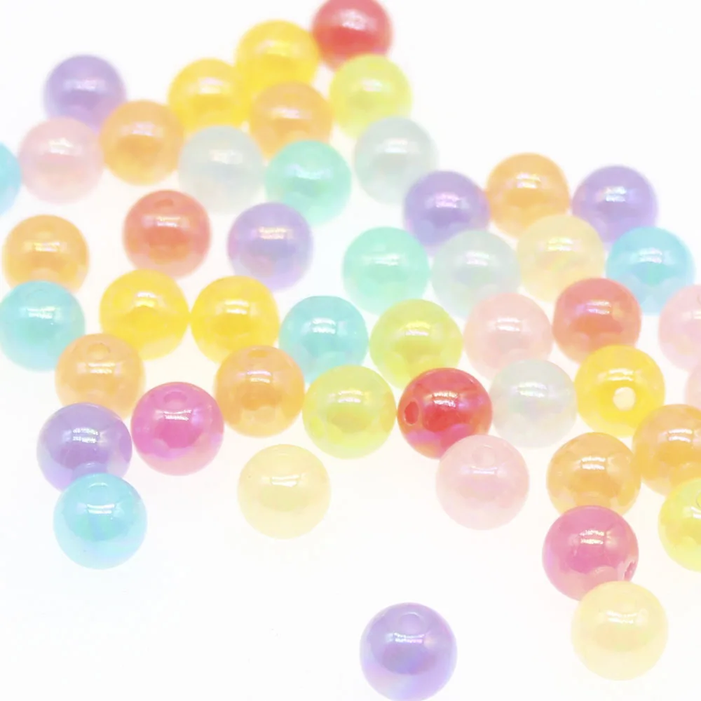 

CHONGAI 100Pcs 8mm AB Color Acrylic Round Spacer Beads For Jewelry Making DIY Jewelry Accessories
