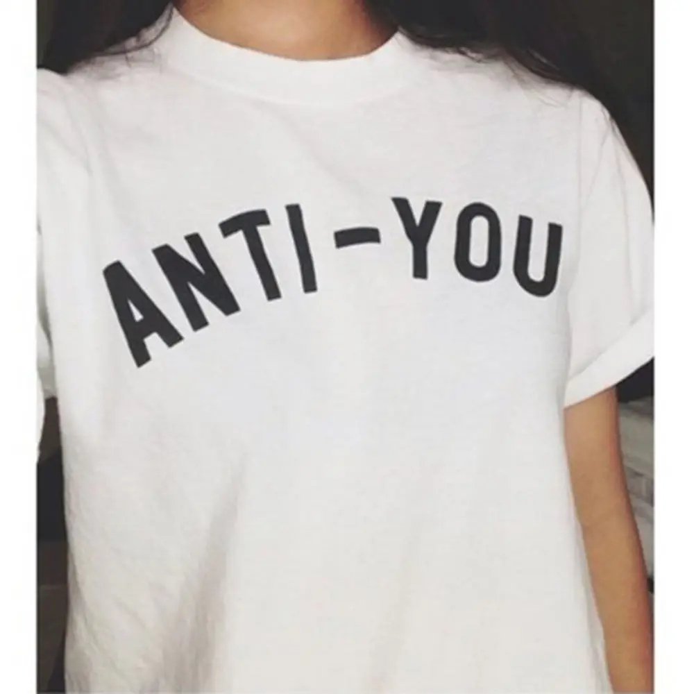 Unisex Womens Mens Anti You T Shirt Statement Top Slogan Hipster