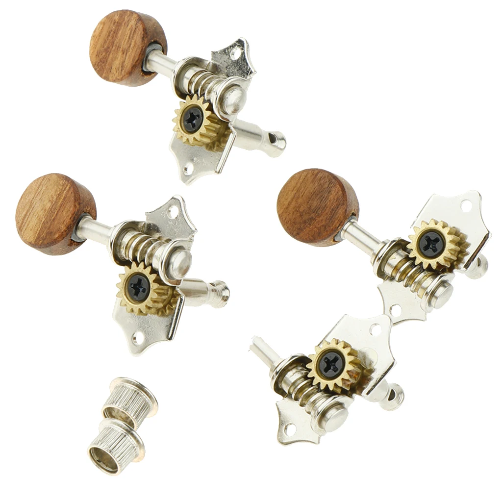 

Tooyful 1 Set High Grade Open Ukulele 4 String Guitar Machine Head String Tuning Pegs Acacia Knob DIY, Silver