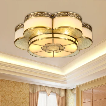 

Chinese style E27 D52CM / D42CM copper ceiling light study simple bedroom lamp dining room flower shaped ceiling lamps ZA921635