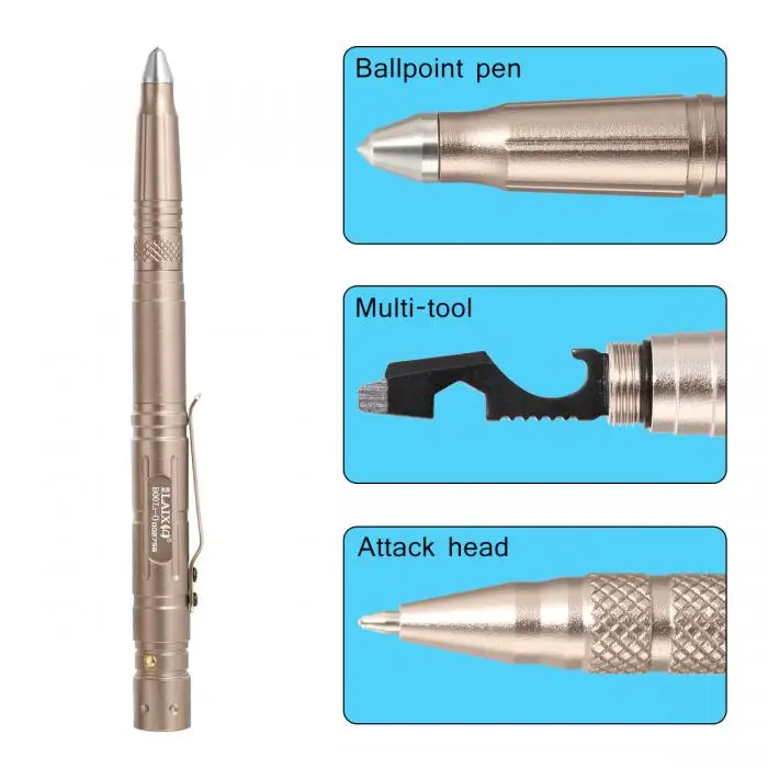 Многофункциональная тактическая ручка для выживания, военный светодиодный фонарик, стеклянный выключатель, инструмент для самозащиты, шариковые ручки S288