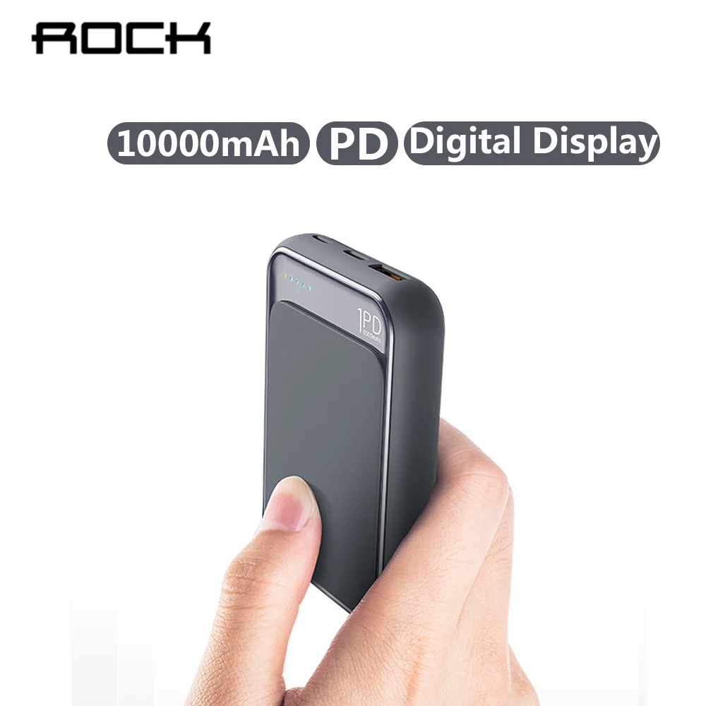 ROCK 10000mAh PD Быстрая зарядка мини банк питания Тип C Быстрая зарядка внешний аккумулятор банк питания для iPhone samsung Xiaomi