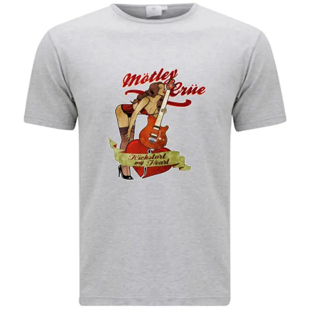 New MOTLEY CRUE Kick Start My Heart Metal Band Men's Grey T-Shirt Size S-3XL | Мужская одежда