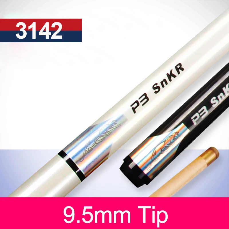

New 3142 Snooker Stick 9.5mm Tip With Mini Extension Snooker Cue Uni-Loc Joint Black White Color China