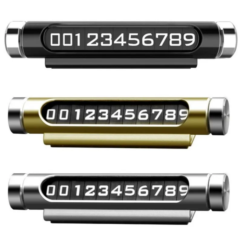

Car Luminous Parking Number Plate Sticker Hidden Phone Number 3D Mobile Auto Rotary Plates Interior Accessories