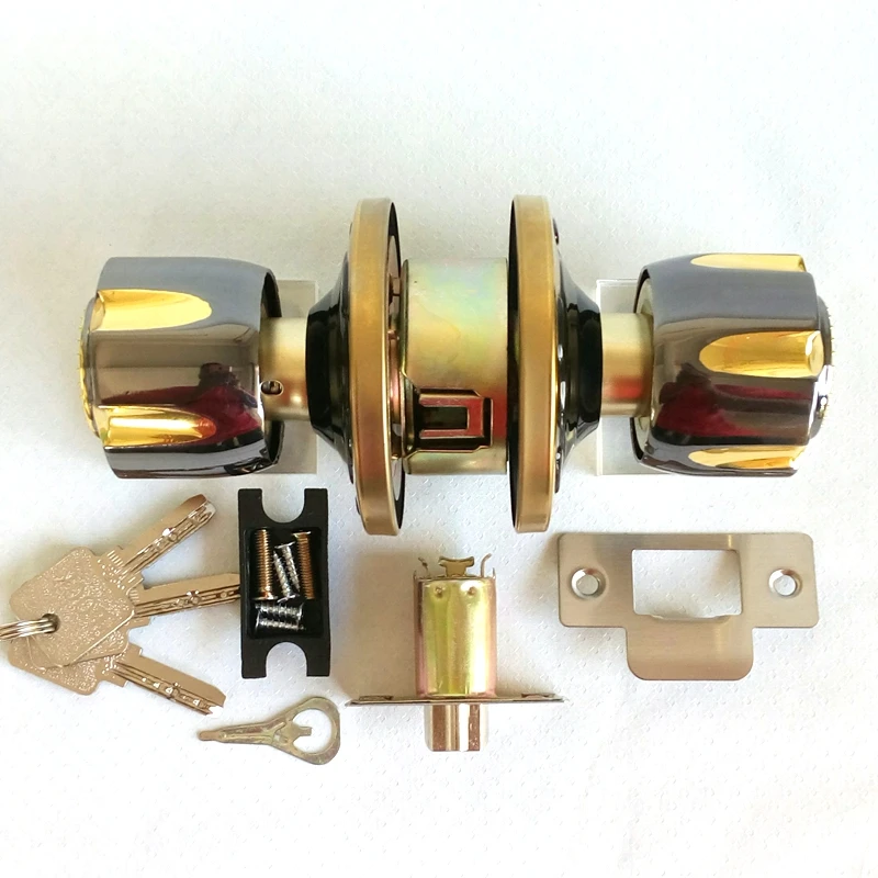 

Plating Door Knobs Handlesets Gun Gold Ball Spherical Lock Interior Mechanical Lock for Wood Door