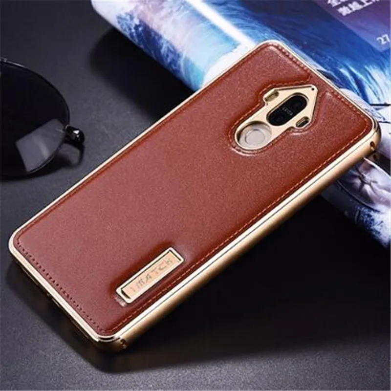 

Genuine Leather Case For Huawei Mate 10 9 Pro Luxury Aluminum Metal Bumper Hard Back Cover For Huawei Mate 9 Phone Cases Housing