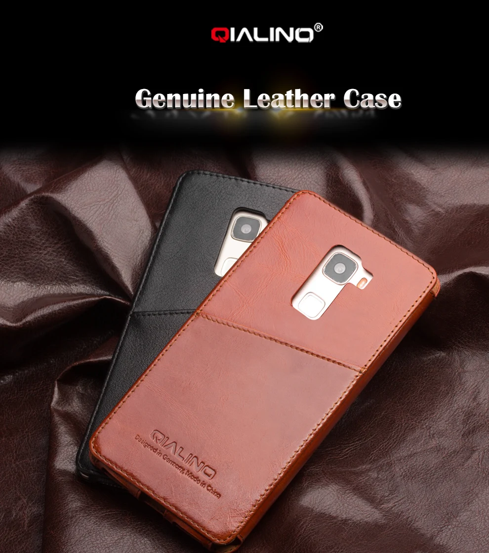 

2015 QIALINO Handmade Best Quality Genuine Leather Phone Case For Huawei Mates inserted style in back cover