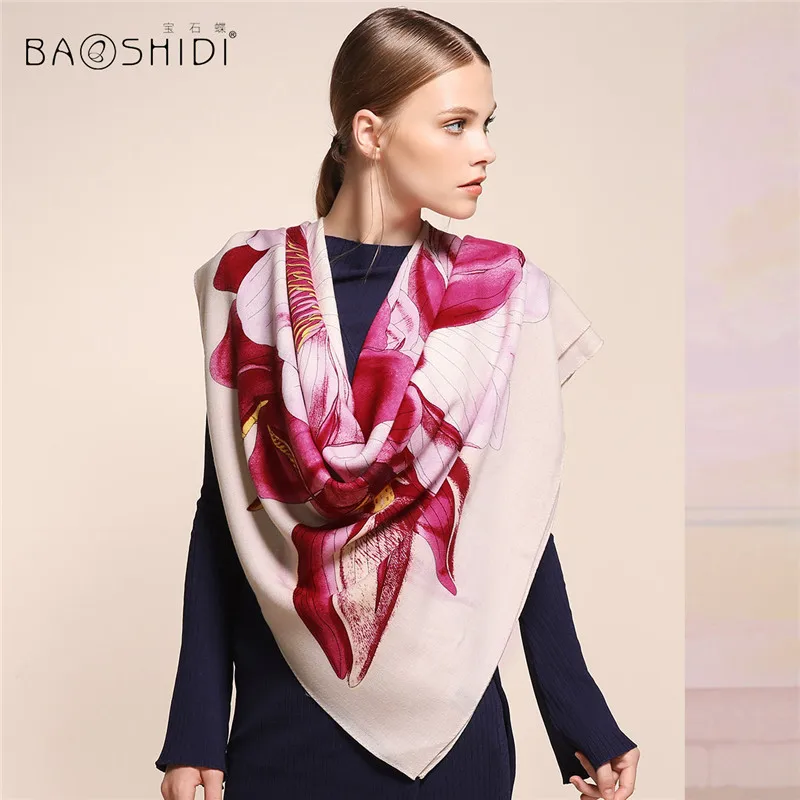 [BAOSHIDI] 100% шерстяной зимний шарф роскошные брендовые шарфы элегантные женские