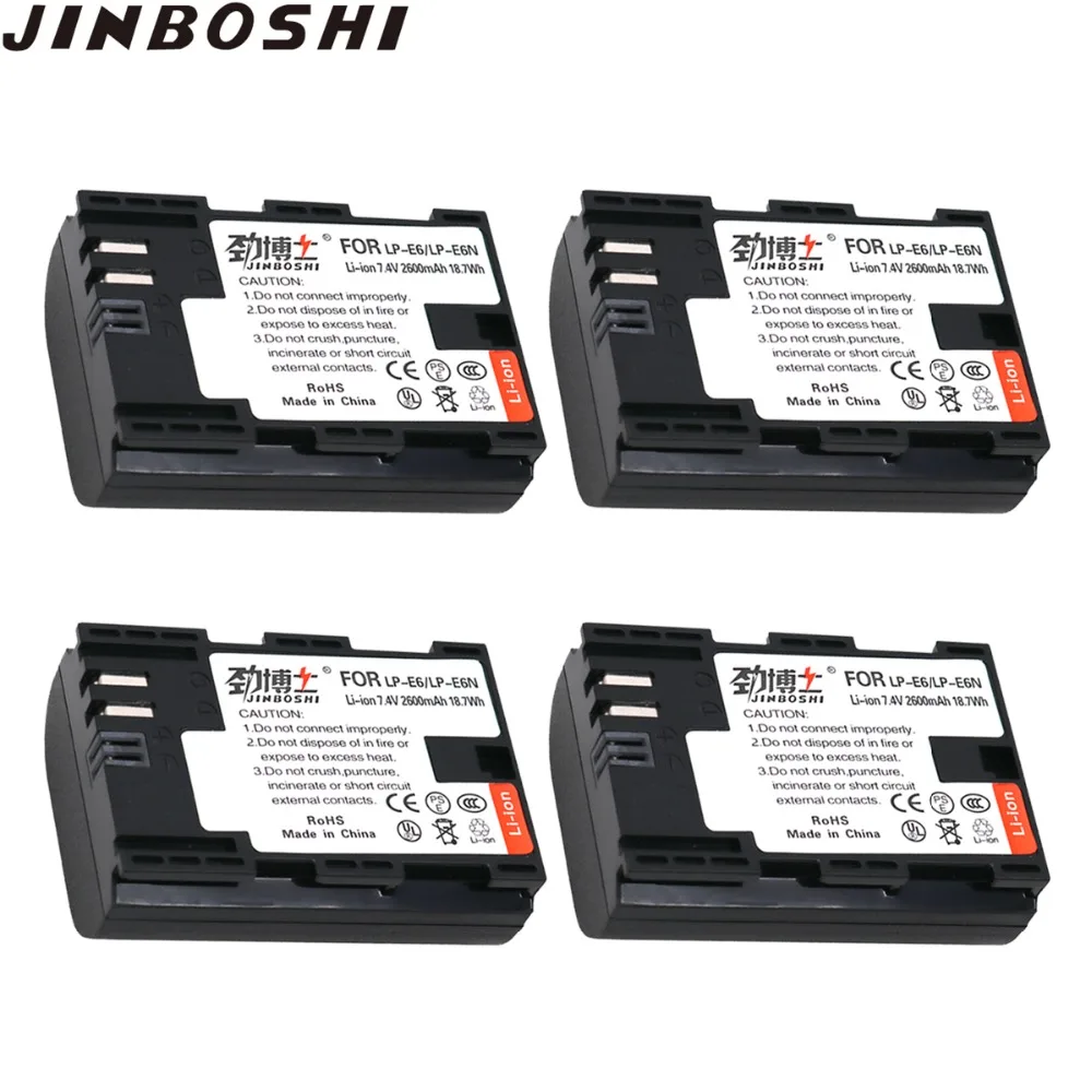 

4pcs 7.4v 2600maH Digital LP-E6 LP-E6N LP E6 Battery for Canon DSLR EOS 5D Mark II III 60D 5D 7D 6D 70D 80D Free shipping