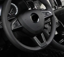1pc for SKODA KODIAQ Steering wheel Button box Decorative frame Trim carbon fibre pattern
