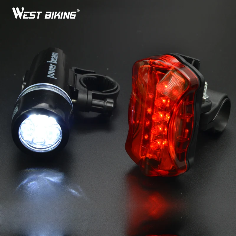 Cheap WEST BIKING Cycling Light Bike Head Flash Front Light Rear Flashlight Warning Cycling Bicycle 5 LED Lamp Light Bicycle Light 0