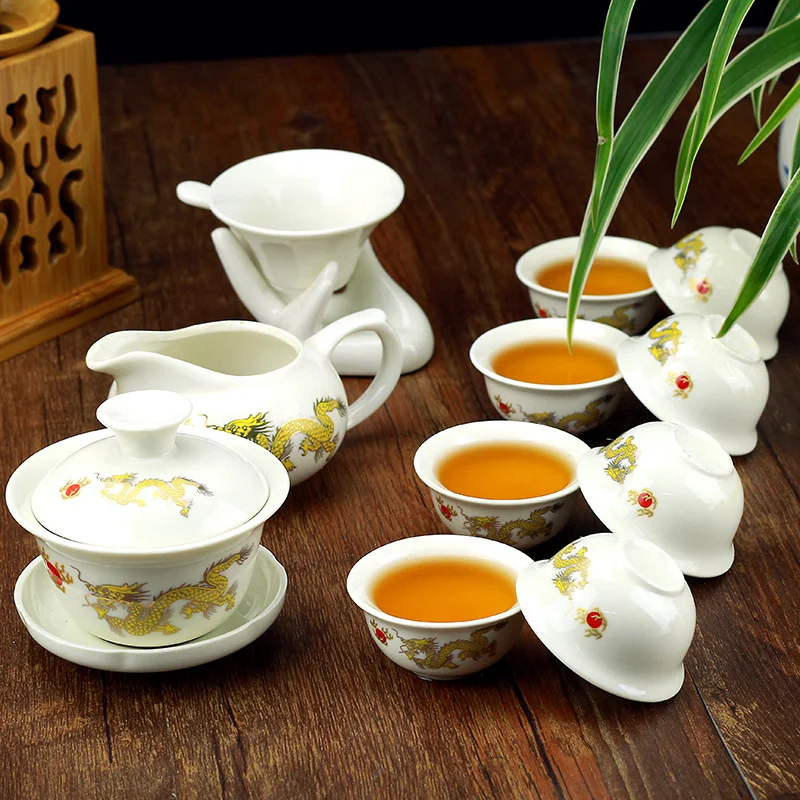 Golden dragon,Gongfu tea set,ceramic cup,Puer, Black Tea,Tieguanyin
