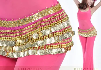 1pcs free postage Belly dance belly chain belly dance waist decoration belt 338 coins belly chain women professional belly dance tribal waist belt antique bronze beads metal chain belt for performance