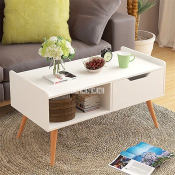 

E583 Living Room Modern Coffee Table Density Plate Solid Wood Foot Tea Table Small Apartment Short Side Table Creative End Table