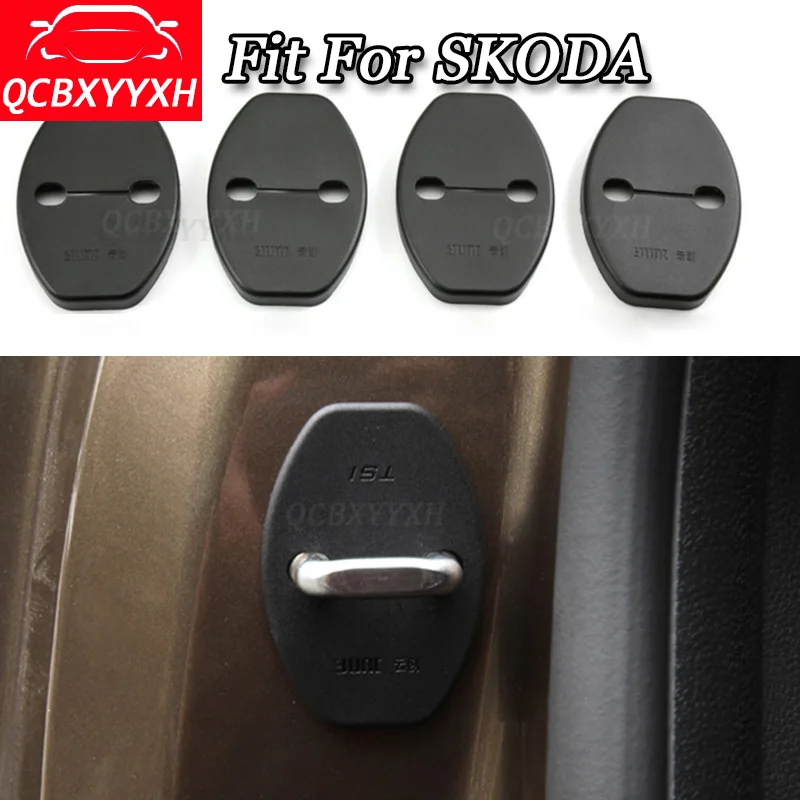 Для Skoda Octavia Fabia Surpeb Repid йети Kodiaq 2012- QCBXYYXH автомобиль-Стайлинг Пластик 4 шт./компл. автомобилей Дверные замки Защитная крышка