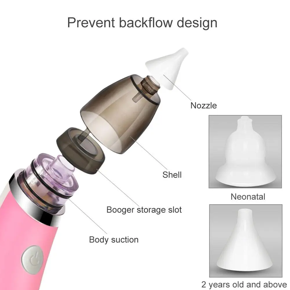 Детский Назальный аспиратор Электрическая безопасность с 2 размерами Младенческая малышка новорожденная детская вакуумная всасывающая носовая абсорбция