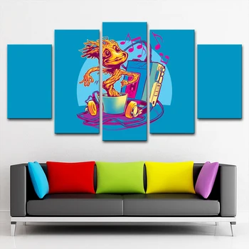 

Canvas Pictures Home Wall Art Framework Decor 5 Pieces Baby Groot Painting For Living Room HD Prints Animated Cartoon Poster