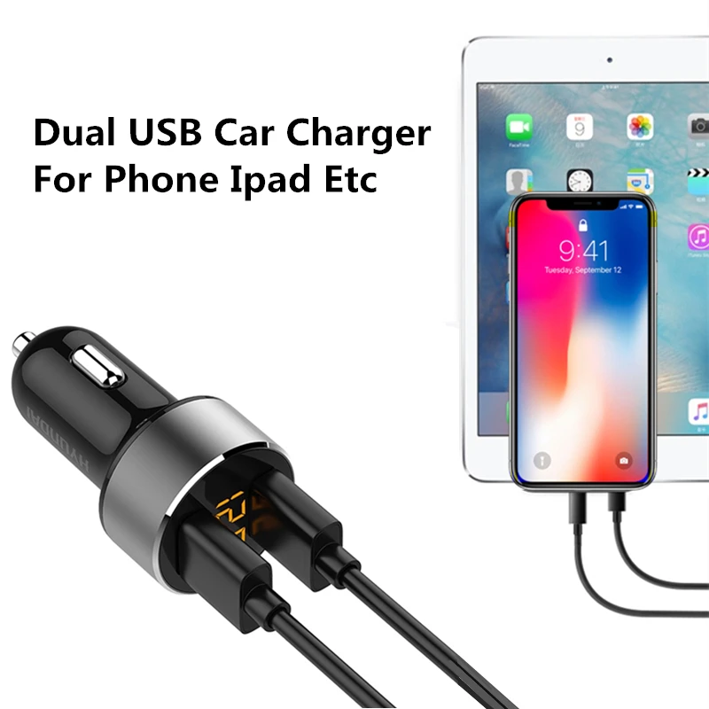 ل فون X 8 XS ماكس 7 Xiaomi سامسونج هواوي 5 V 3.6A المزدوج USB شاحن سيارة شحن سريع مع الجهد مراقبة شاشة ديجيتال