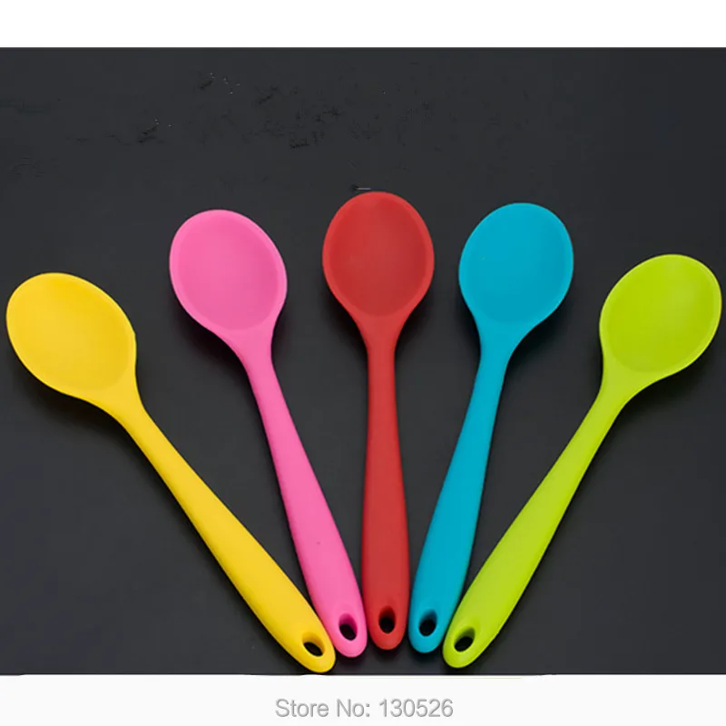 2Pcs High Quality Silicone Kitchen tool spoon Solid color Cooking Spoon Dinner Tableware Tools Accessories | Дом и сад