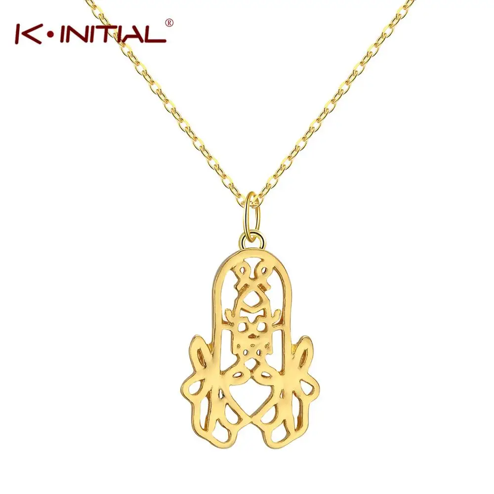Kinitial Muslim Pendant & Necklaces for Women Jewelry Gold Color