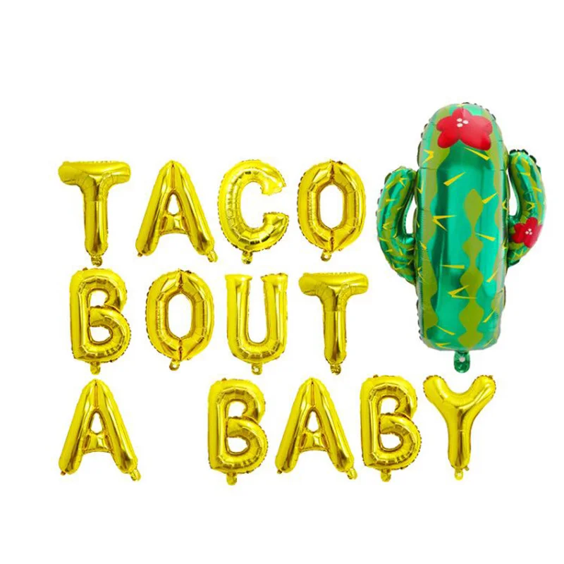 14 шт./партия 16 дюймов розовое золото TACO but A BABY Love фольга Воздушные шары фиеста тема, детский душ Детские вечерние украшения - Цвет: gold