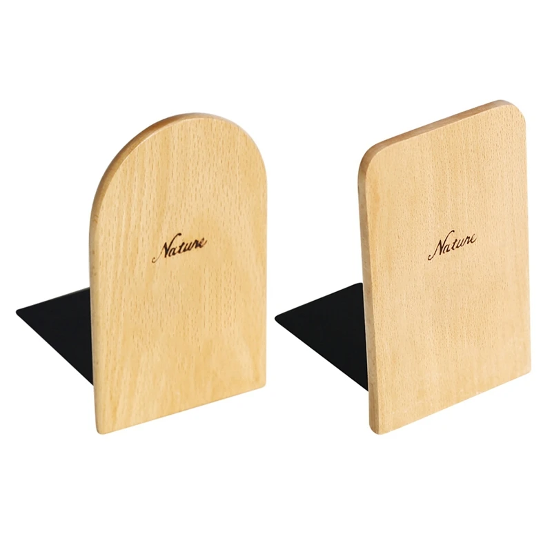 

Japanese Style Anti-skid Bookends Book Ends Shelf Holder Nature Wood Book Stand For School Student Office use