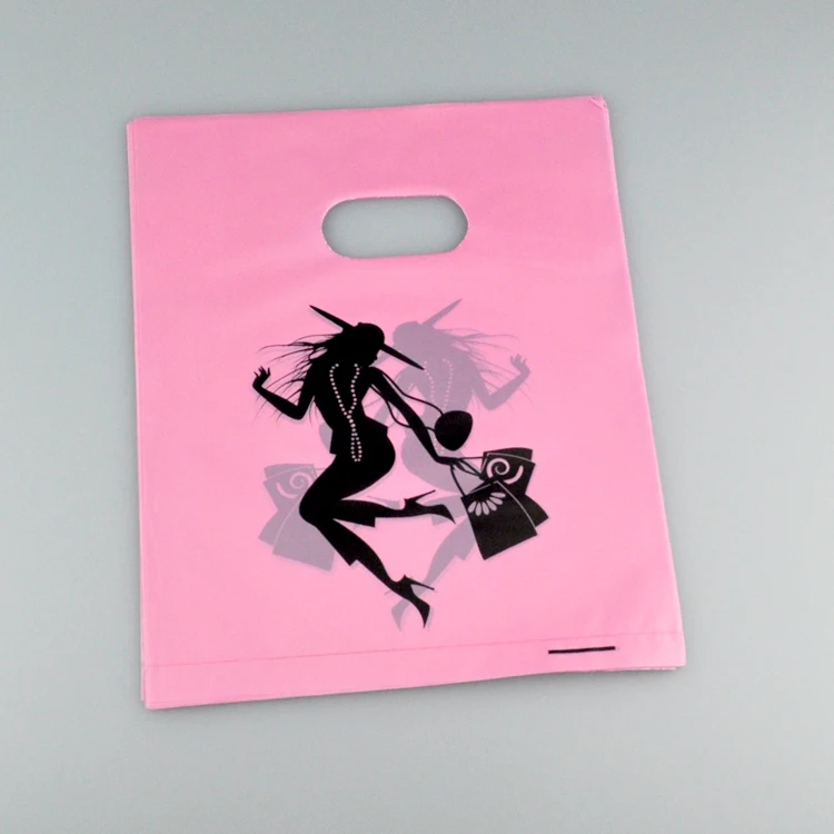 Wholesale 100Pcs/lot Lady Pattern Deep Pink Plastic Bag 20x25cm