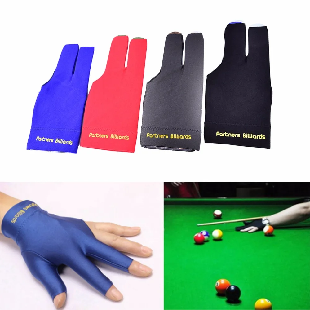 4 Color Spandex Snooker Billiard Cue Glove Pool Left Hand Open Three
