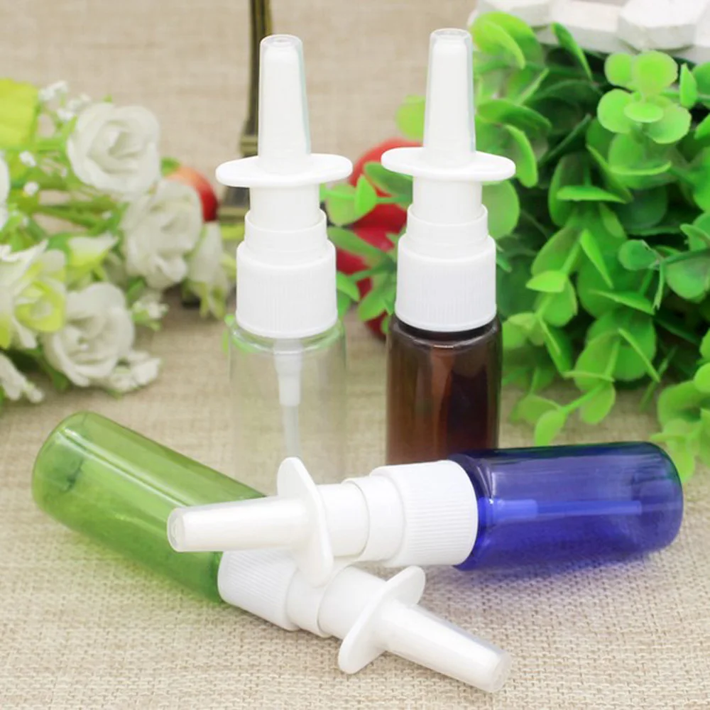 100Pcs 15ml green brown Transparent blue Empty Plastic Nasal Spray Bottles Pump Sprayer Mist Nose Spray Pet Refillable Bottles for samsung galaxy a25 5g candy series tpu phone case transparent blue