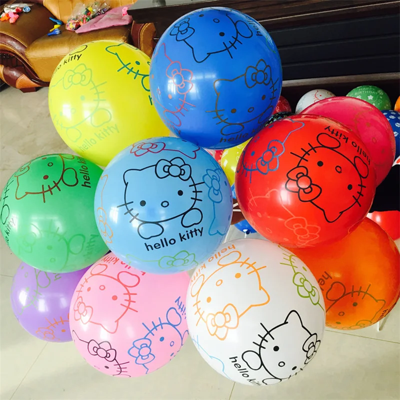 100 шт. 12 дюймов с принтом Хэлло китии, латексные шары надувные воздушные шары с День рождения шарики для свадебного украшения поставки