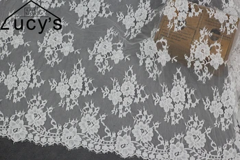 

2017 NEW flowers lace fabric 1.5x3 meters/piece wedding gowns lace with eyelash