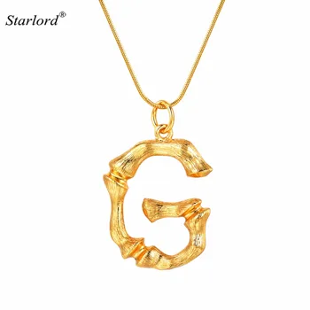 

Bamboo Initial G Letter Necklace Snake Chain Gold Alphabet Jewelry Chunky Big Statement Letter Charm Personalized Gift P9080