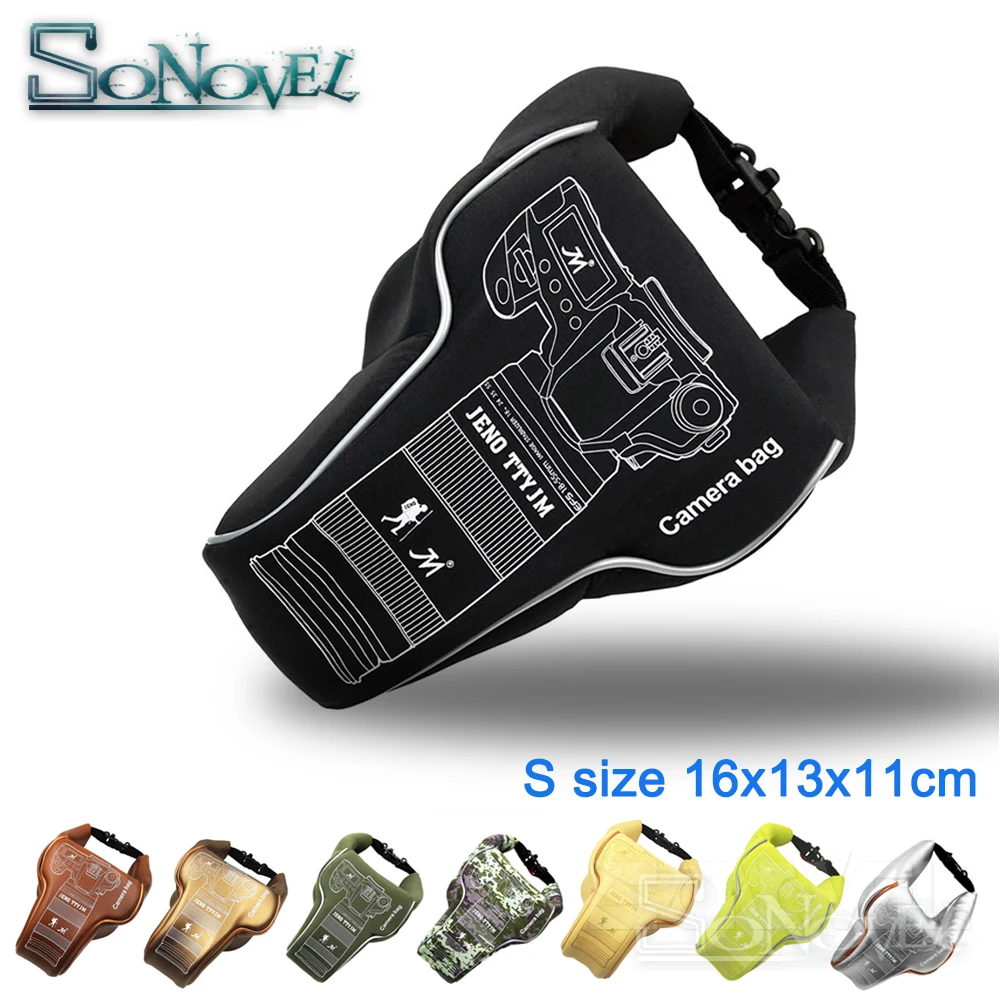 S 16x13x11cm Camera Lens Video Bag Waterproof Quakeproof Storage Case PU/Cloth for Canon Nikon DSLR with 18-55mm lens | Электроника