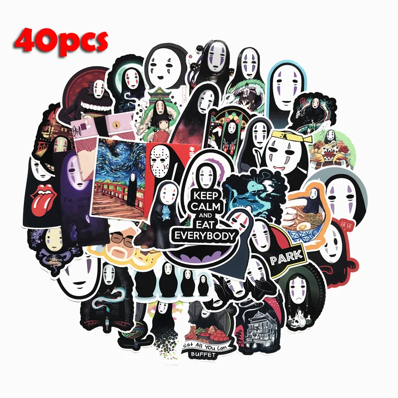 

40Pcs No Face Man Spirited Away Stickers Decal For for Snowboard Laptop Luggage Car Fridge Car- Styling Sticker Pegatina