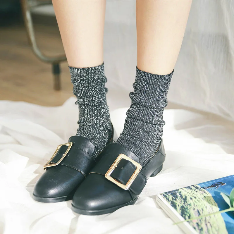 Длинные блестящие носки распродажа Модные женские теплые утолщенные взрослые носки для девочек удобные новые люрекс Прямая доставка
