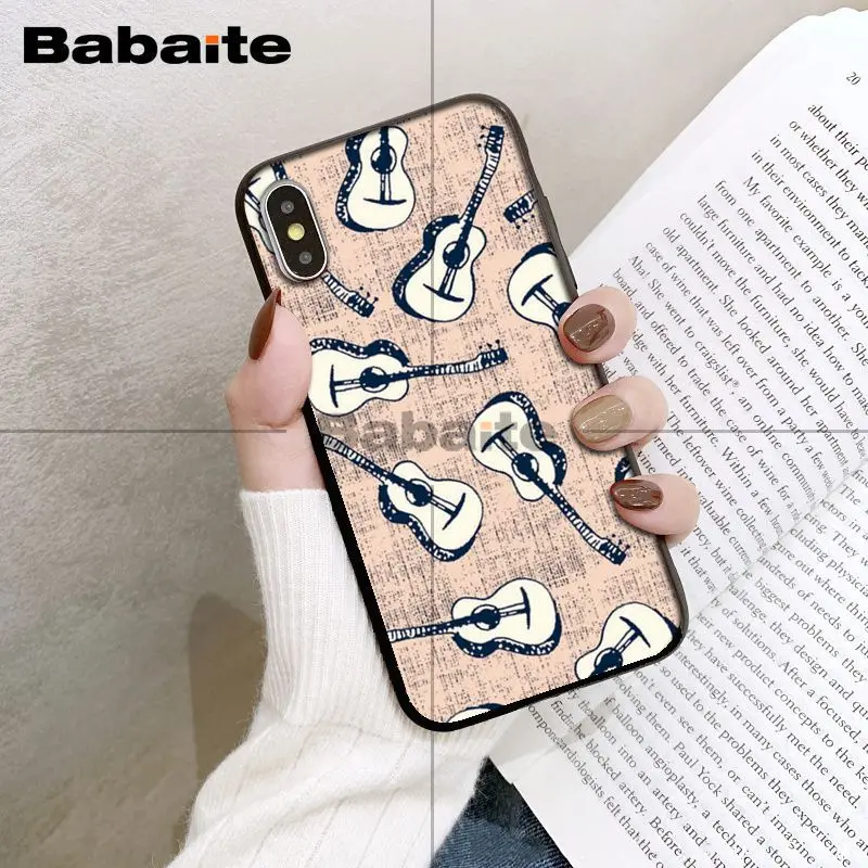 Babaita гитара Музыка черный мягкий чехол для телефона iPhone 8 7 6 6S Plus 5 5S SE XR X XS MAX Coque Shell 11 11pro 11promax