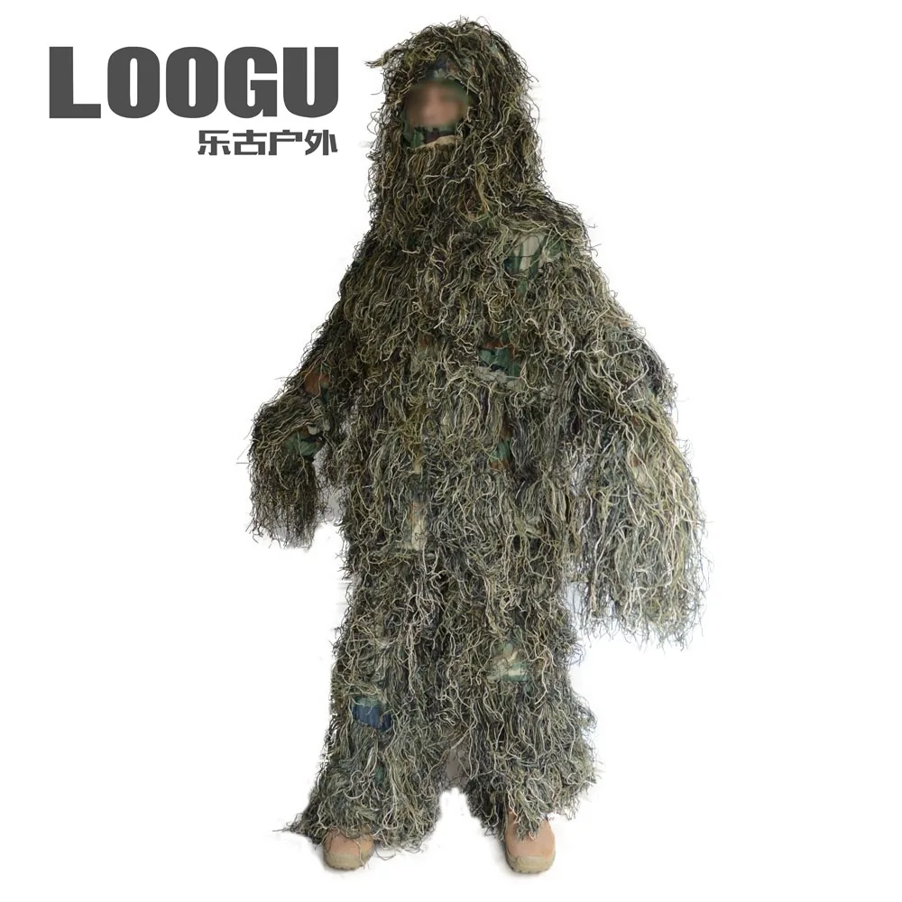 

Camouflage Ghillie Suit Sniper Woodland Hunting Outfit 3D Disguise Uniform Camo CS Suits Set Jungle Military Hunting Cloth
