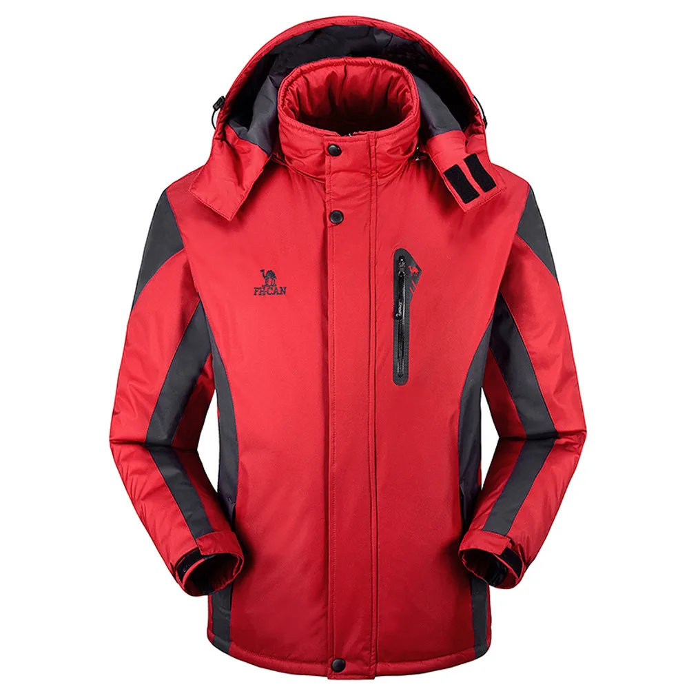 Мужская куртка, мужская куртка, Мужская зимняя уличная утепленная толстовка на молнии, спортивная шапка, отстегивающееся пальто, мужская зимняя куртка, Мужская 6Xl - Цвет: Red