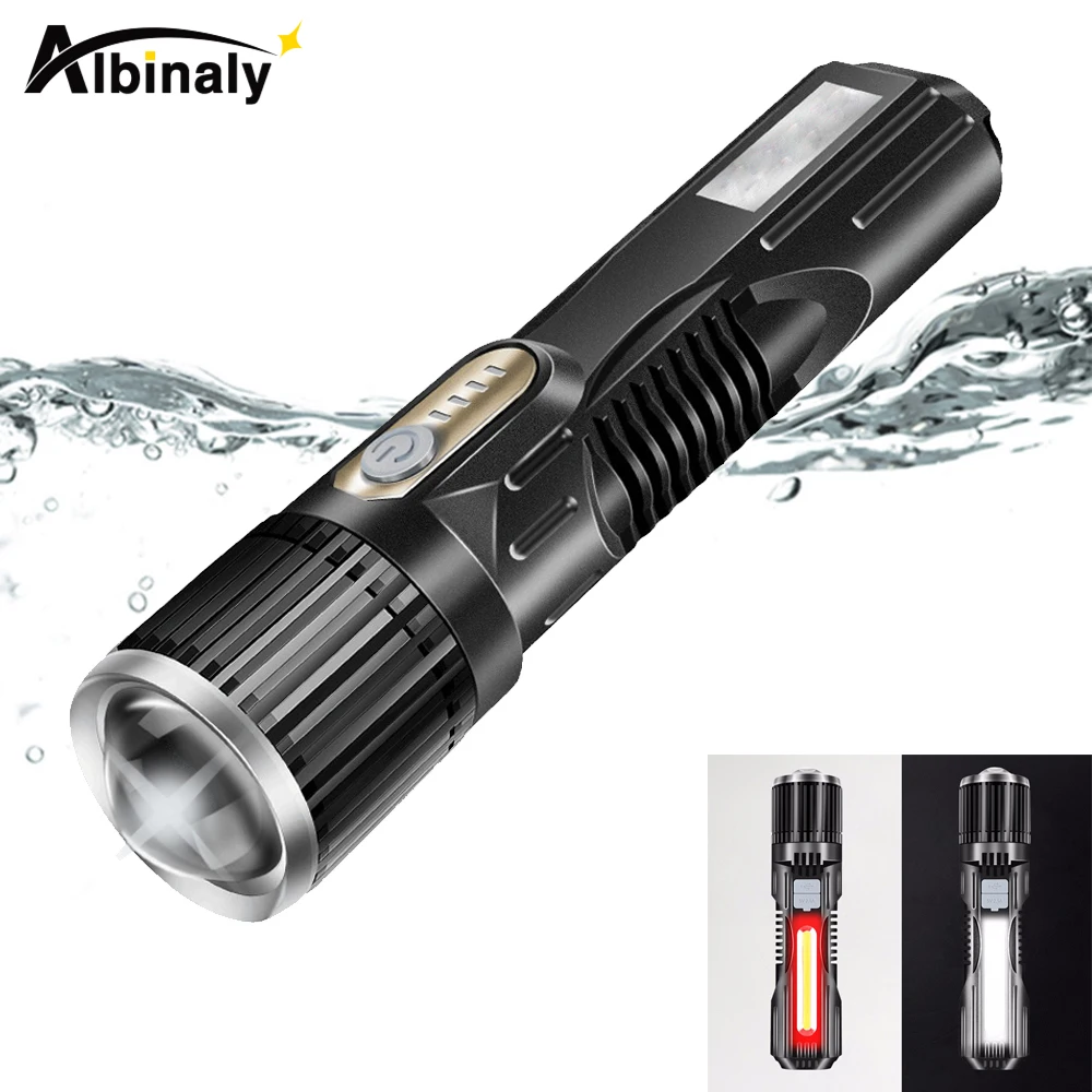 USB Rechargeable LED Flashlight Waterproof Torch USB Interface To Charge The Phone Zoomable 5 Lighting Modes Super Bright