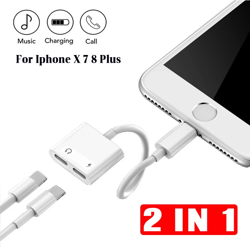 Koop 2 in 1 Opladen en Audio Splitter Adapter Voor iPhone X 7 8 Plus Hoofdtelefoon Converter Voor Lightning Kabel Oortelefoon jack Connector