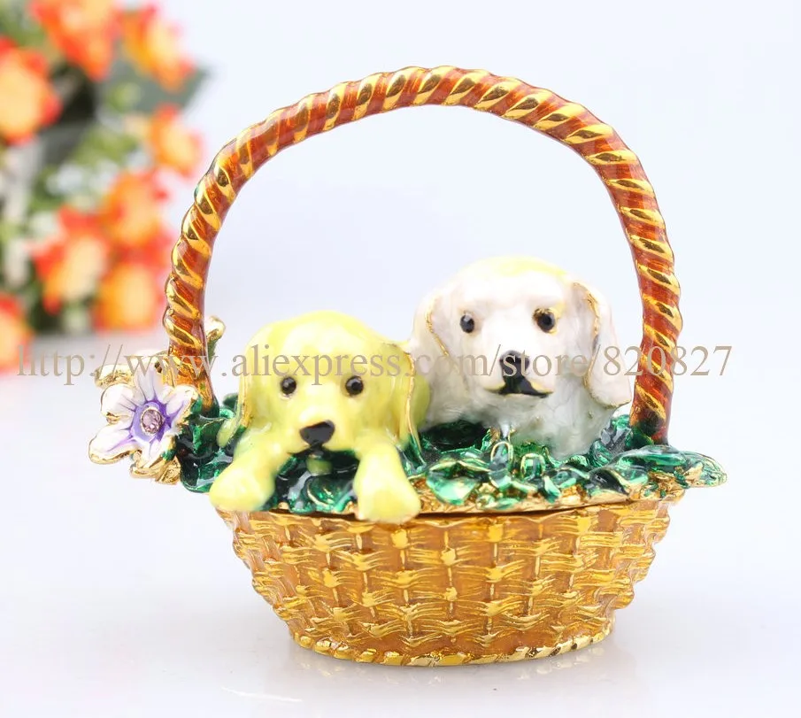 

Mother's Day Gift Dogs Basket Design Jewelry Organizer Trinket Box