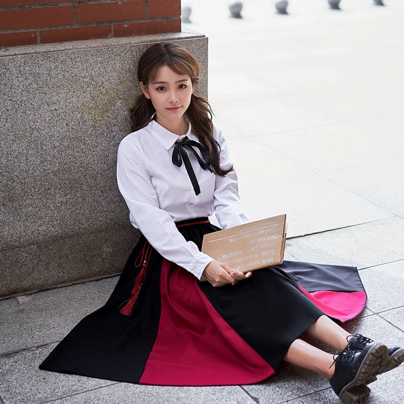 

New Arrival Lolita Korea School Uniform Spring Summer High School Student Stage Performance JK Uniform With Long Skirt