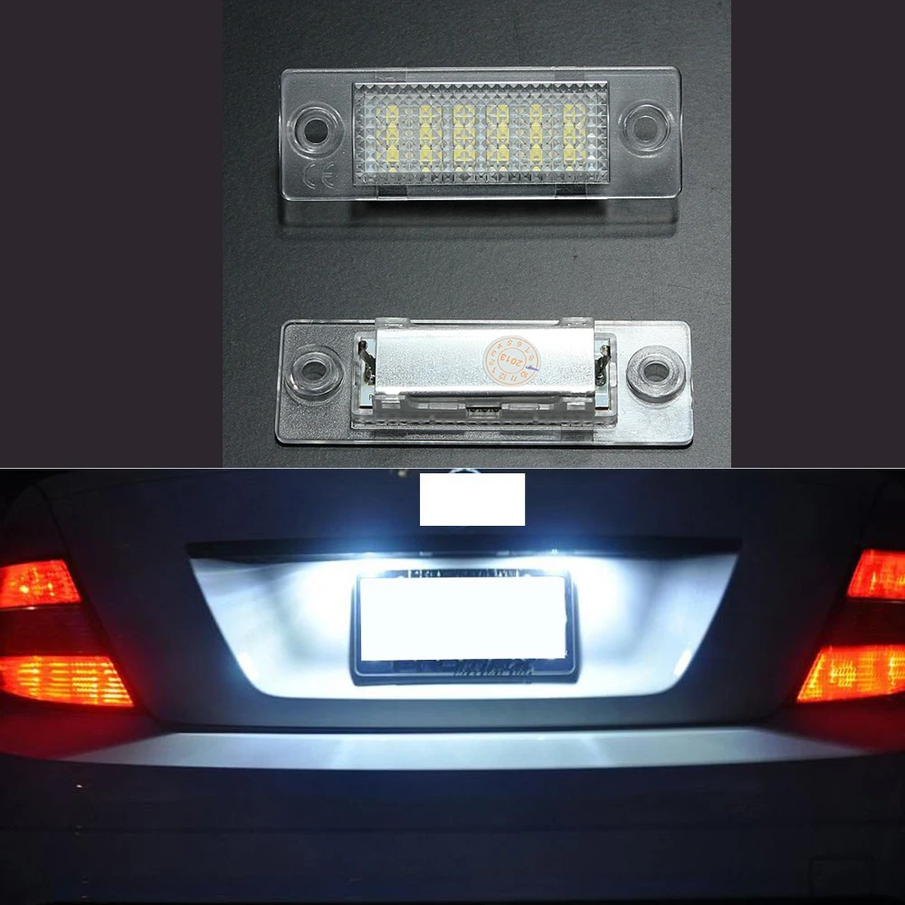 2Pcs Car LED License Plate Lights 12V SMD3528 White Number Plate Lamp Bulb 6000K For VW