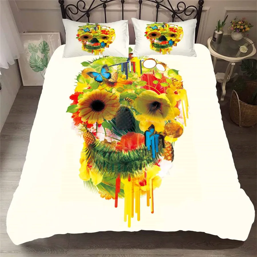 HELENGILI 3D Постельное белье с принтом в виде черепа постельное Bedcloth Наволочка на