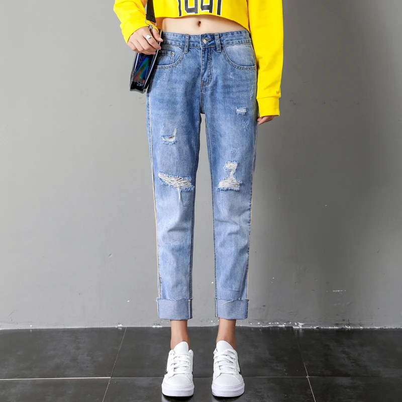 blue jeans with fringe bottom