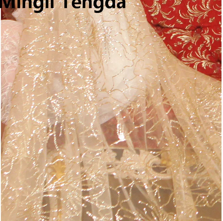 Mingli Tengda же вибрато вуаль Винтаж Champagne Gold мигает свадебные туфли Роскошные вуаль Bling звезд собор Veil