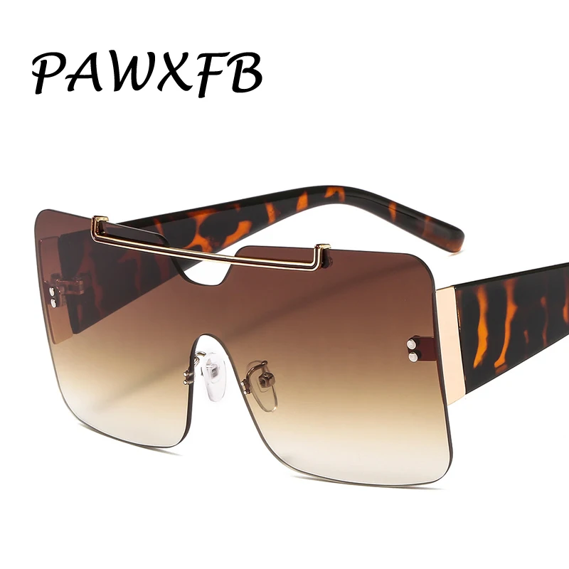 PAWXFB 2019 Vintage Square Sunglasses Women Men New Flat Top Rimlesss Sunglasses Ladies UV400 Shades Oculos de sol